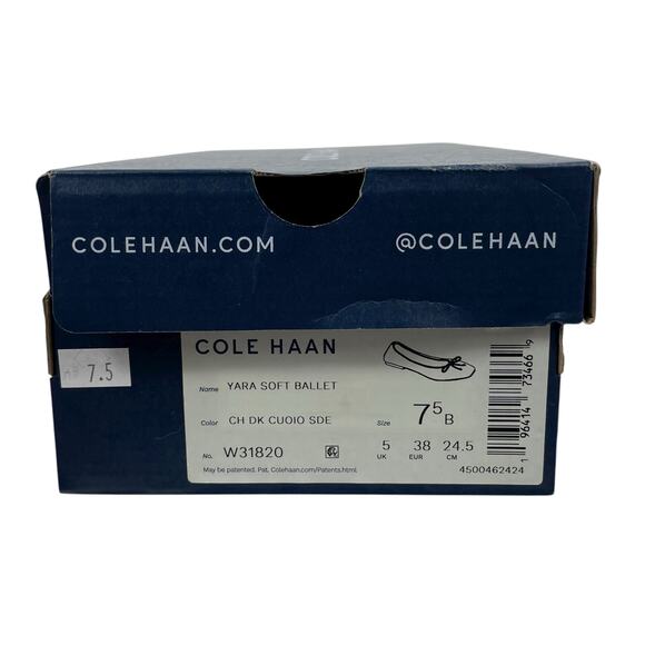 Cole Haan Yara Bow Soft Ballet Flats Dark Cuoio Suede Brown Size 7.5B - Picture 13 of 13